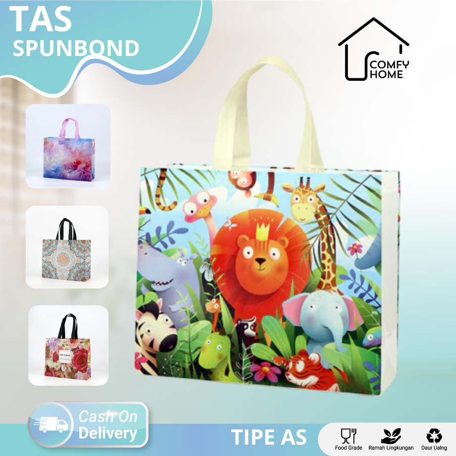 

Tas Belanja / Tote Bag Spunbond Kain Motif Premium Kantong Jumbo Tas Kado Gift I Kantong Belanja AS05-AS07