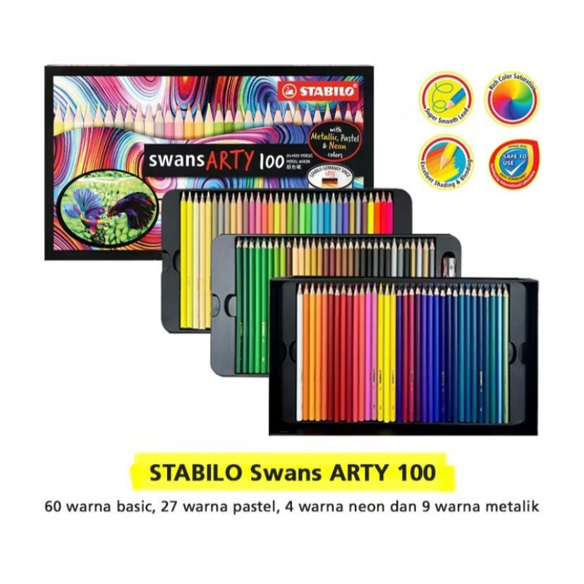 

STABILO swans ARTY Color Pencil 100 / Pensil Warna Lengkap 100 Warna