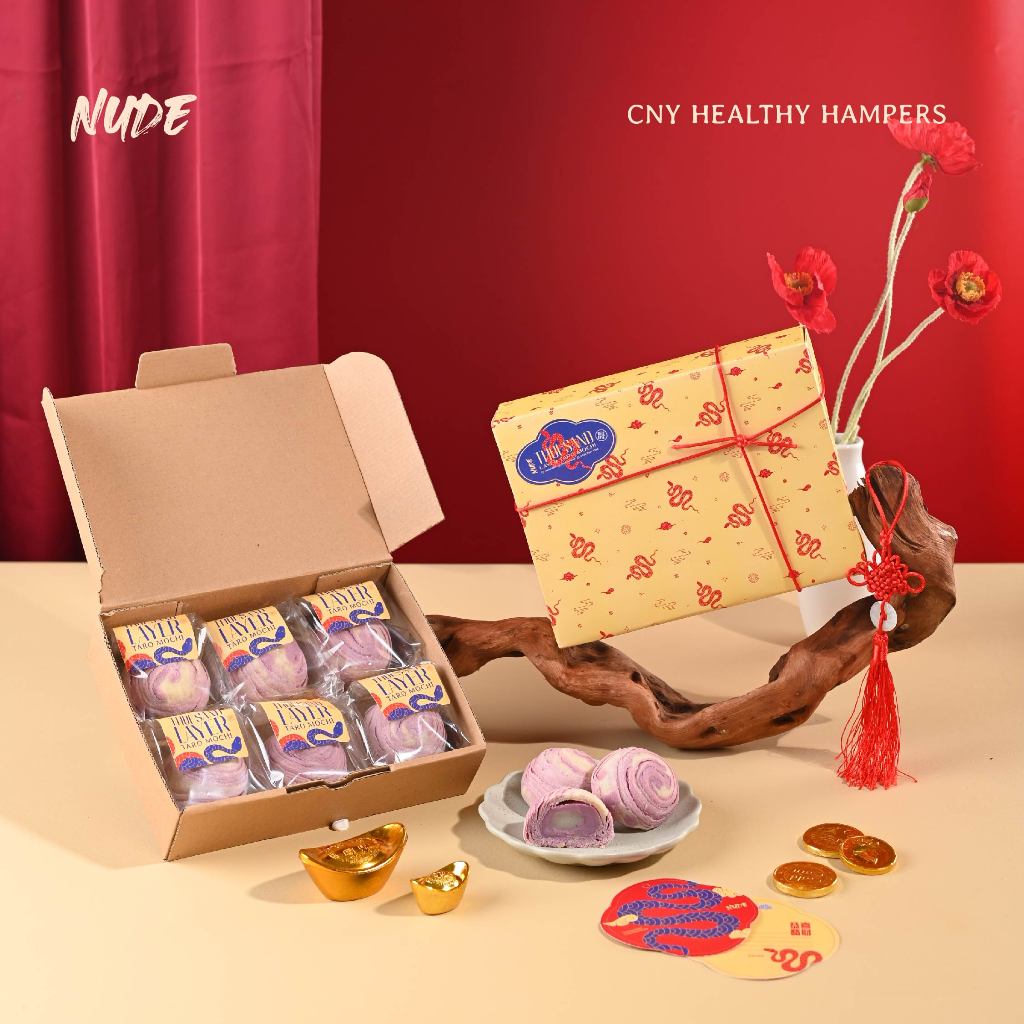 

Hampers CNY Thousand Layer Taro Mochi 6 pcs - Imlek Hadiah Whole wheat, Low Calories, Healthy & Less sugar | Taiwanese Moon Cake Bread Pastry