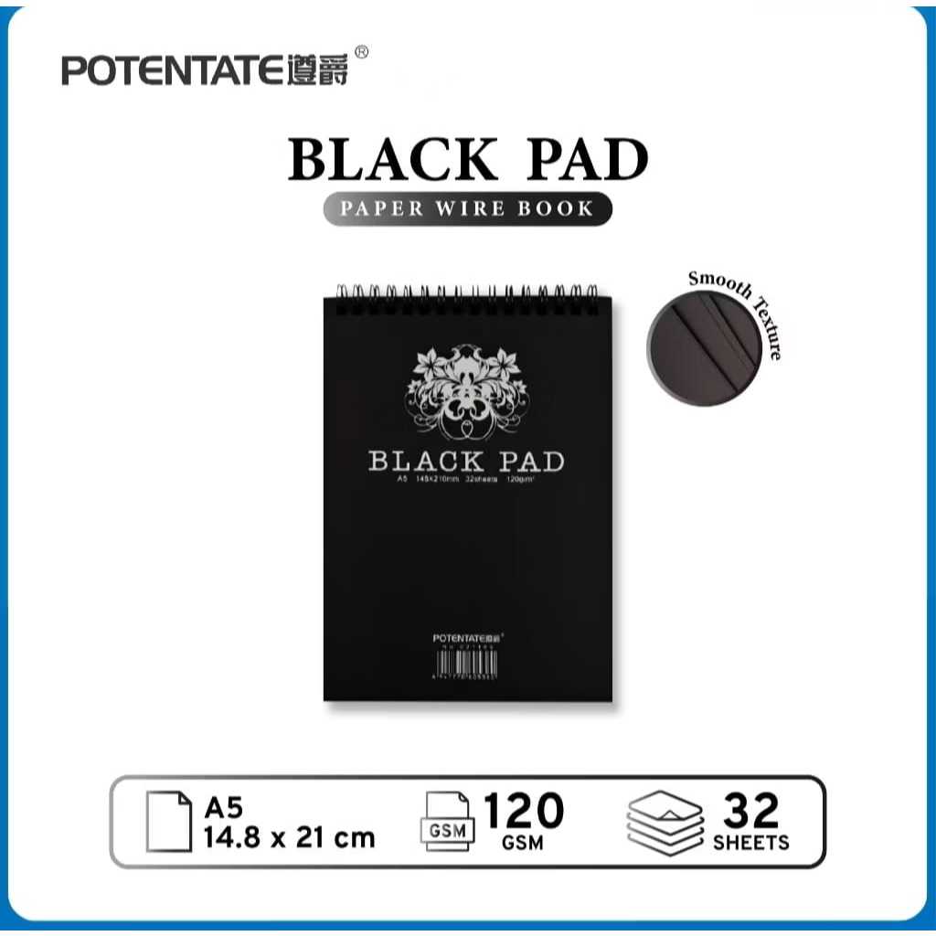 

Gramedia Tunjungan : Potentate Black pad A5 32sh 120gsm