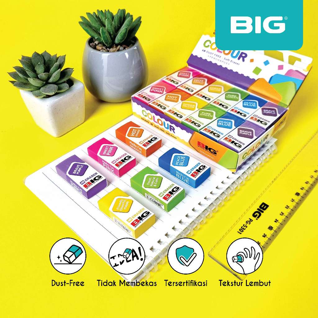 

24 Pcs BIG Penghapus / Eraser Pensil Warna Warni Colour Besar Dust Free ER-9243