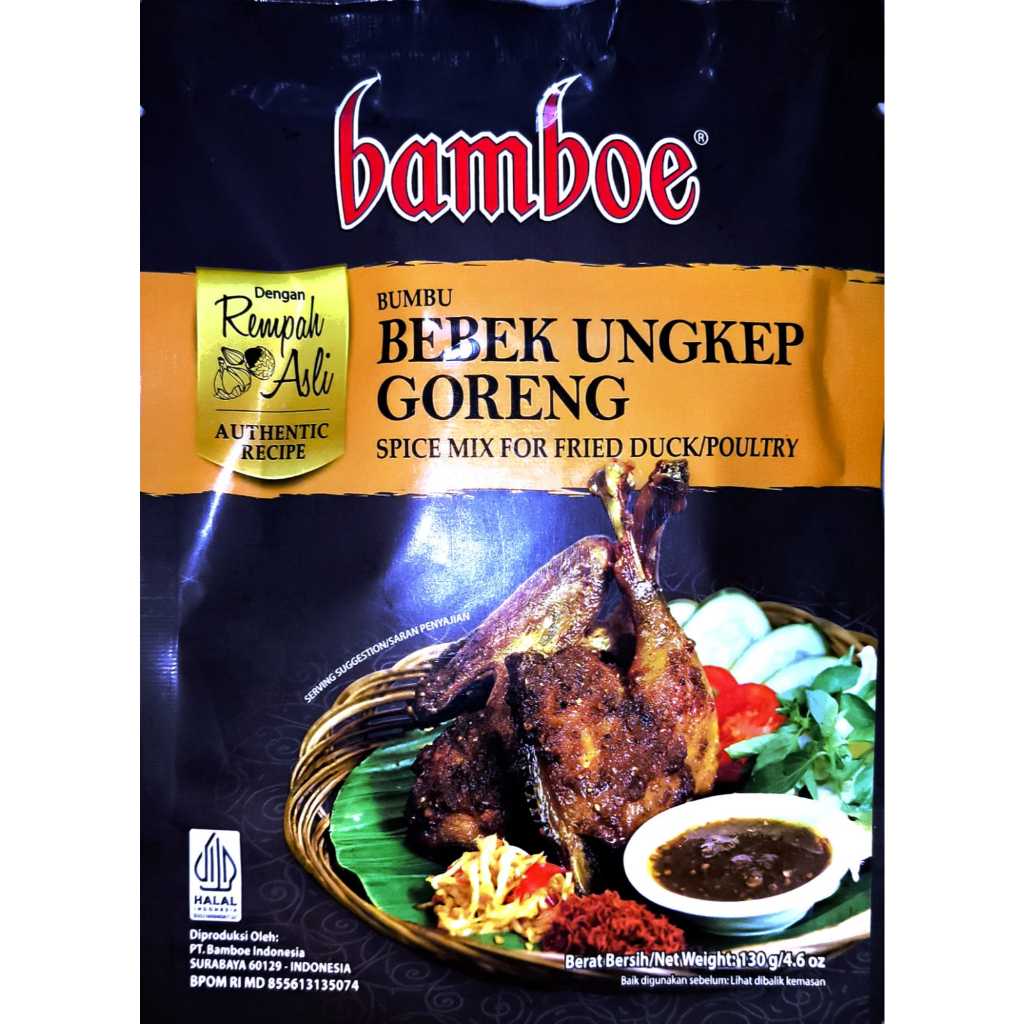 

BAMBOE PREMIUM BUMBU BEBEK UNGKEP GORENG SPICE MIX FOR FRIED DUCK /POULTRY 130 GR