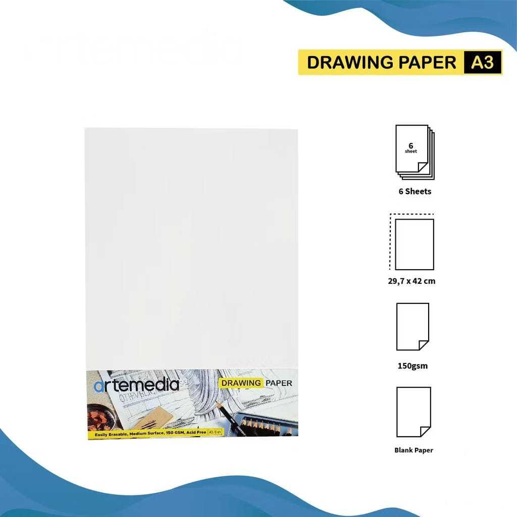 

Gramedia Tunjungan : Artemedia A3 Drawing Paper 150gsm 6sh