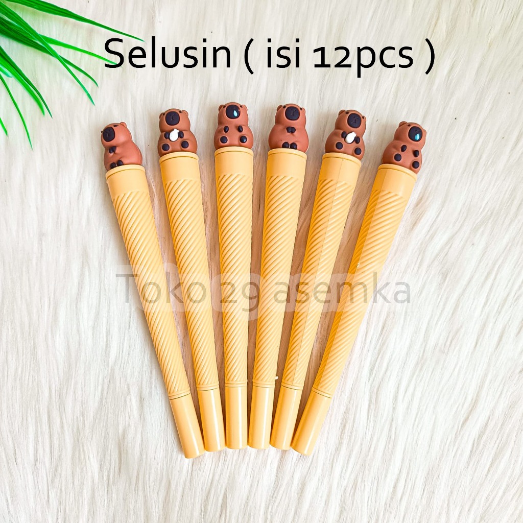 

12PCS-SELUSIN PULPEN ICE CREAM CONE CAPPYBARA PEN PENA BOLPEN BOLPOIN LUCU ANAK ALAT TULIS SEKOLAH