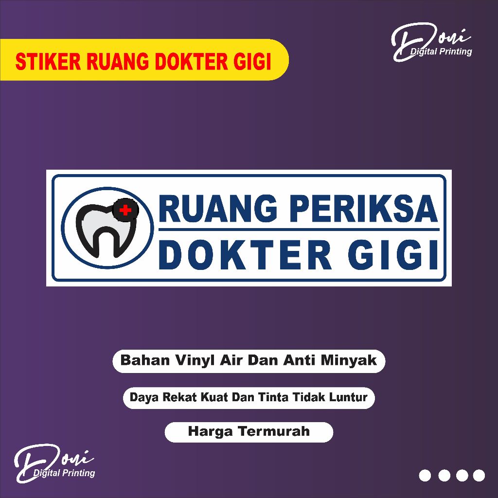 Stiker Ruang Dokter Gigi / Stiker Ruang Periksa Dokter Gigi / Rumah Sakit Klinik Puskesmas