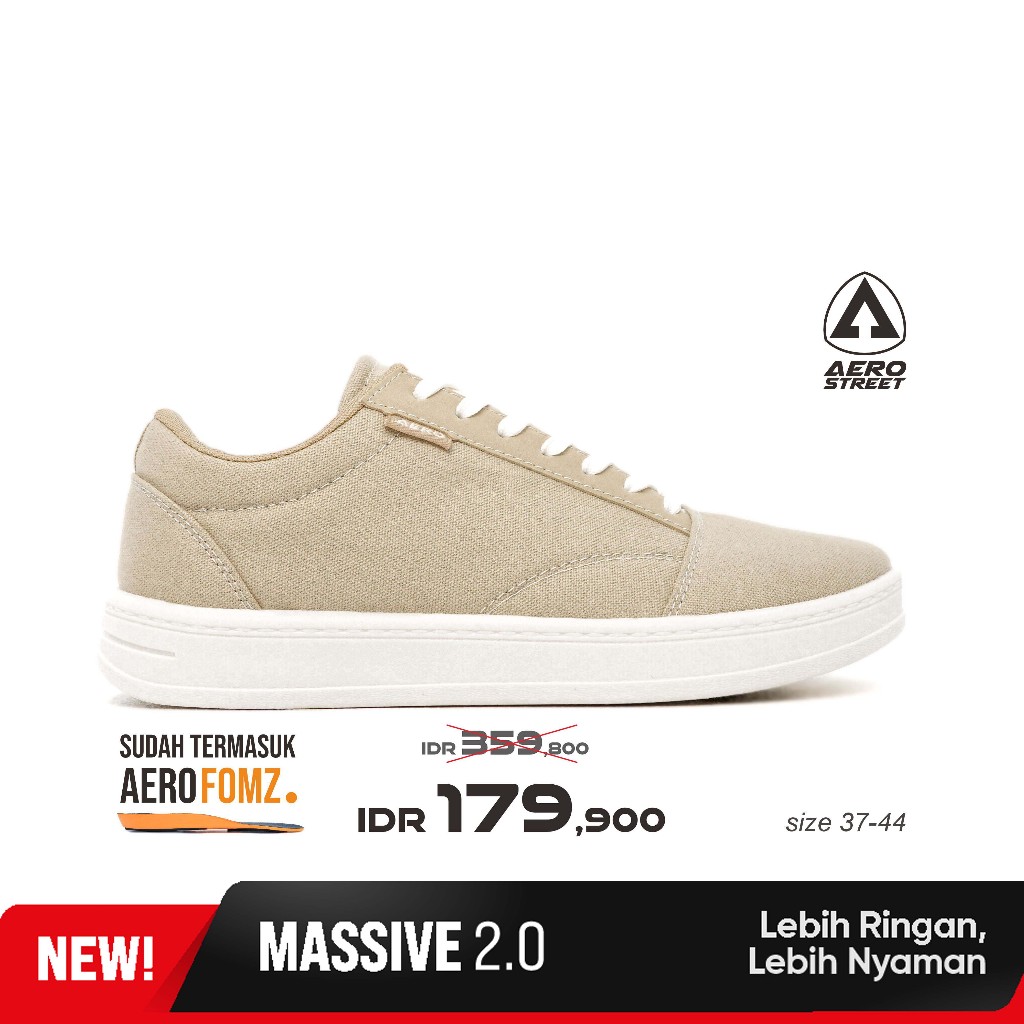 Aerostreet Massive Basic 20 Sneakers Unisex Natural/Biru Tua Pastel/Natural Sepatu Pria Wanita Casua