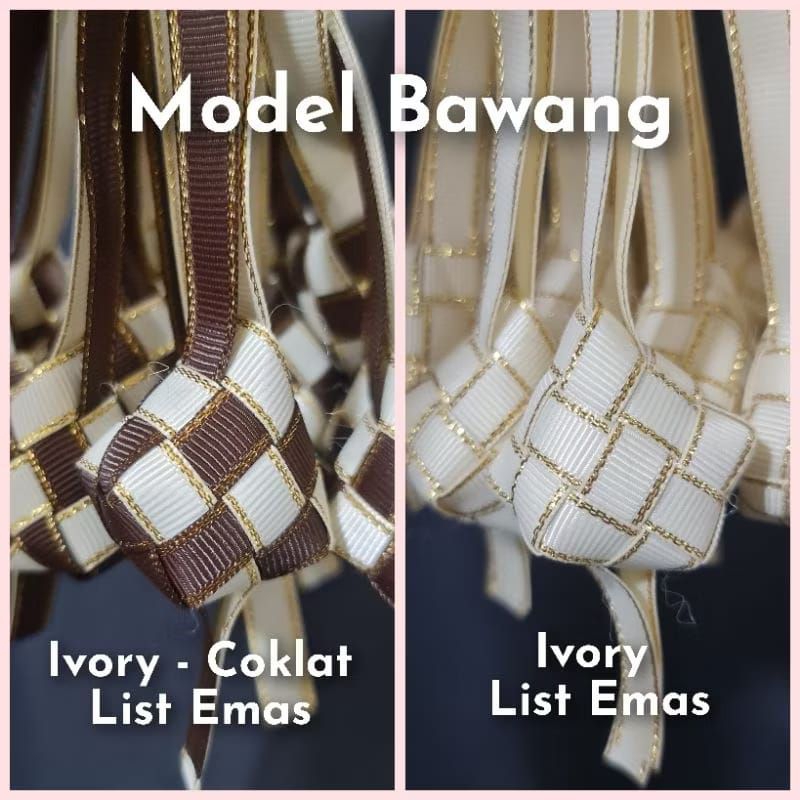 

1 pc - Ketupat Pita Bahan Grosgrain | Aplikasi Ketupat Lebaran Bahan Pita