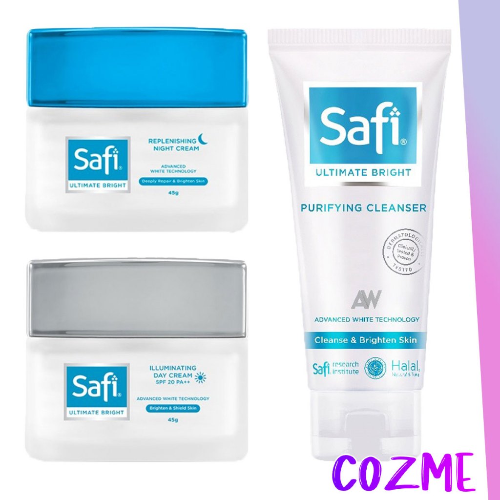[3 PCS] SAFI Ultimate Bright Day Cream 45gr || Night Cream 45gr || Cleanser 100gr
