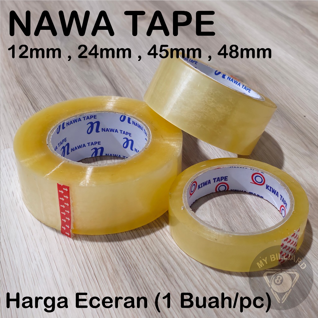 

LAKBAN BENING / COKLAT MERK NAWA TAPE 12MM 24MM 45MM 48MM MM - ISOLASI PACKING SELOTIP 12 24 45 48 mm