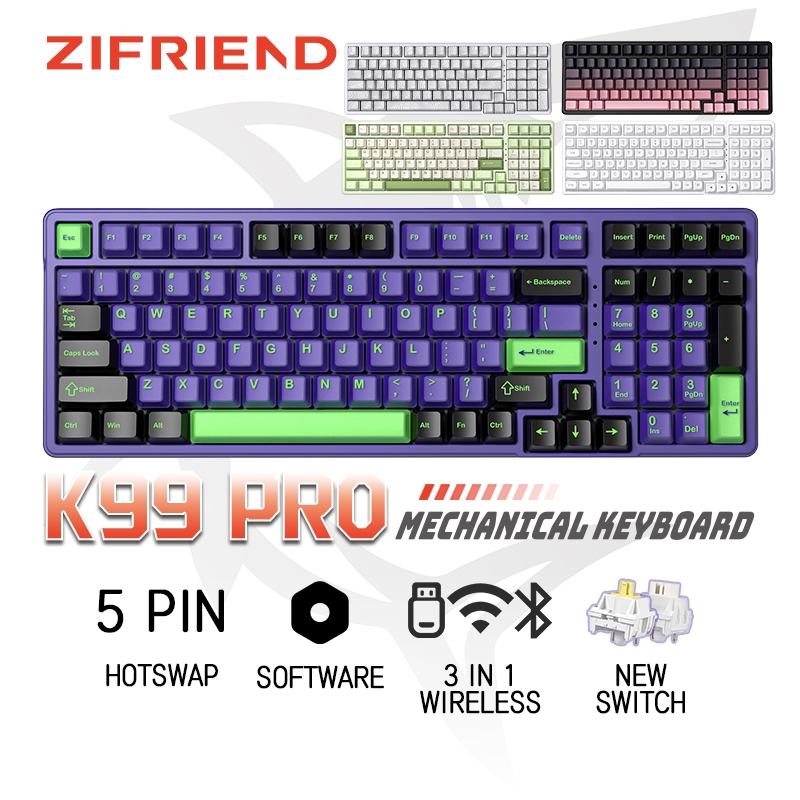ZIFRIEND K99 PRO Mechanical Keyboard Gasket Struktur Wireless 5Pin Hotswappable RGB Gaming Keyboard