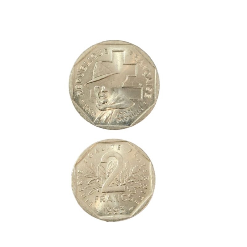 [Koleksi] Negara Francaise 2 Francs Jean patern Maolin tahun 1993 Kondisi semi luster dijamin Origin
