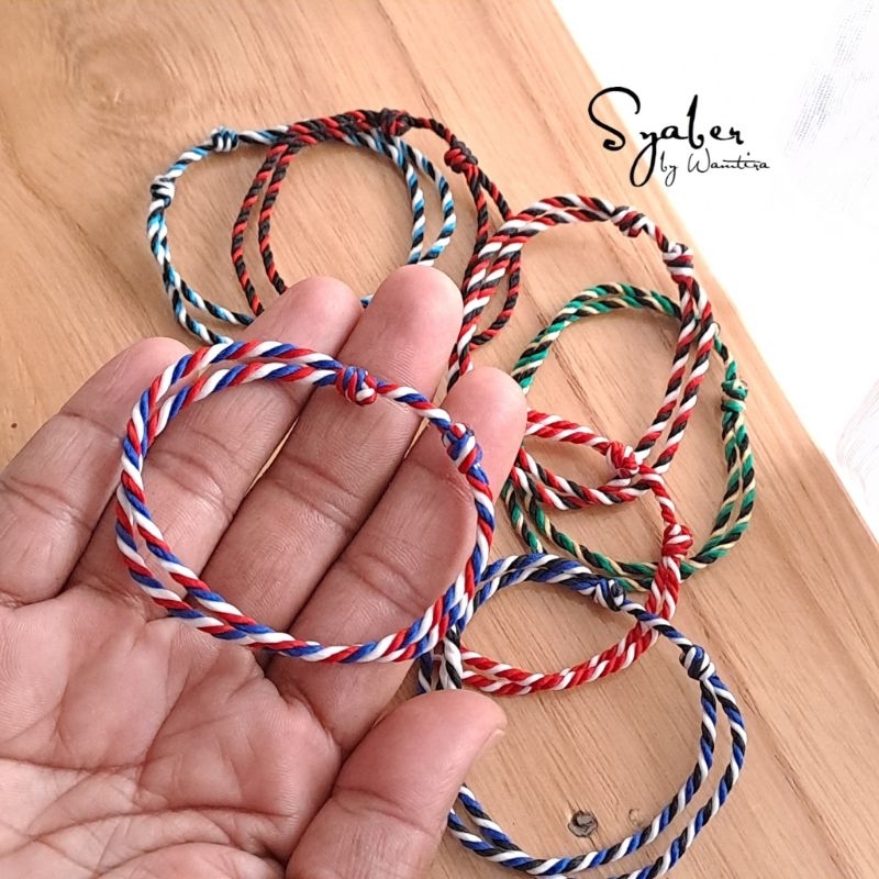 Gelang Tridatu Tali Ulir Polos 2mm