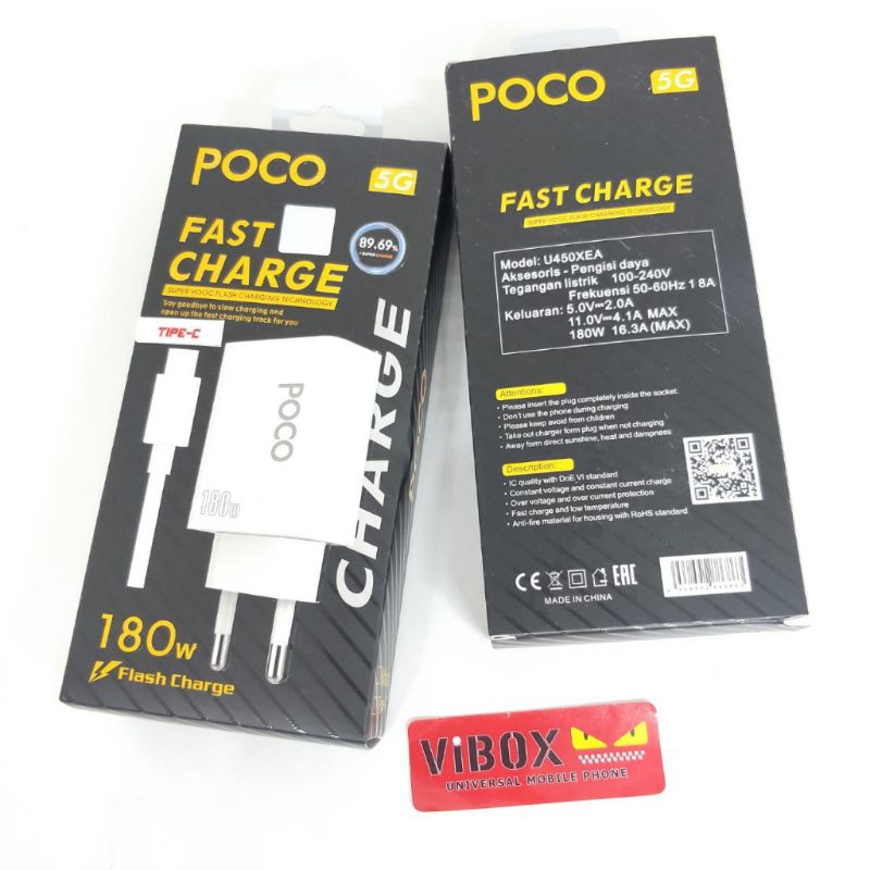 Charger pocophone poco X5 180w Support FastCharging qc3.0 kompatible semua hp smartphone