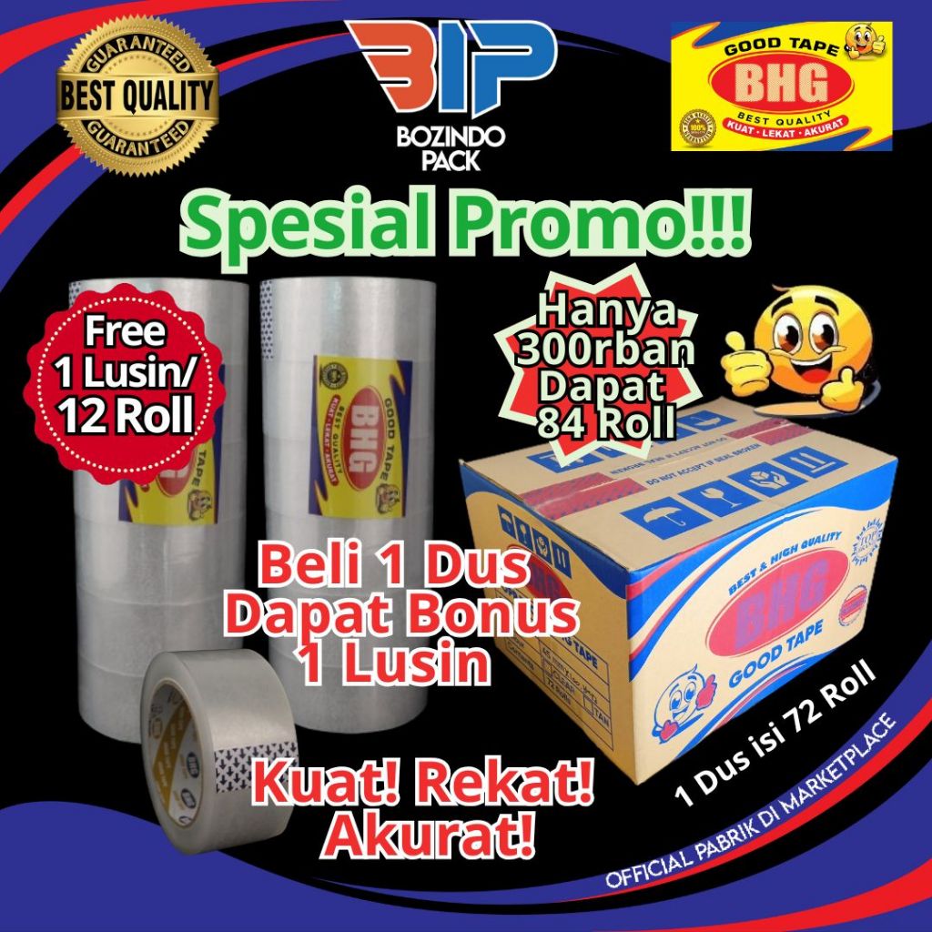 

Lakban OPP Bening BHG Good Tape OPP 45 Mic 1 DUS 72 Roll Bonus 1 Lusin Lakban Bening 45 mm