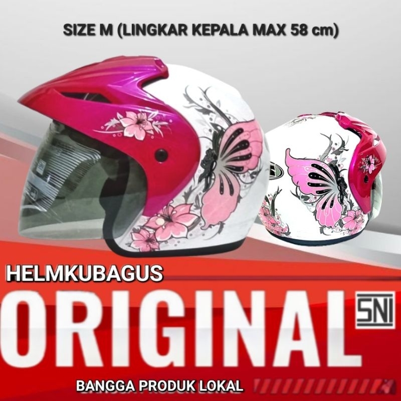 HELM SNI REMAJA DEWASA HALF FACE WANITA KUPU SNOOPY helem motif bunga sunflower fashion gm