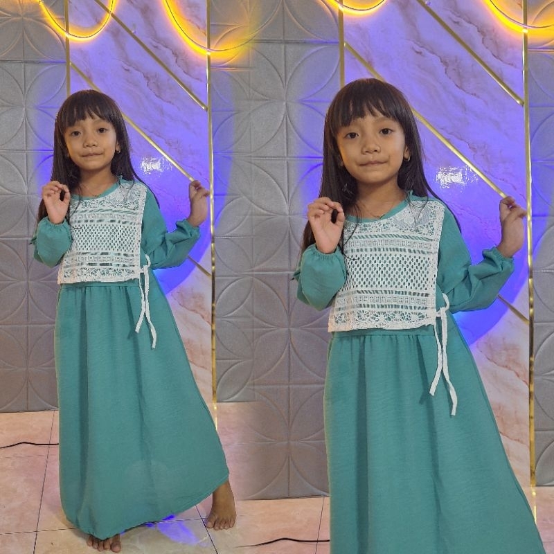 GAMIS ANAK CRINGKLE AIRFLOW USIA 2 3 4 5 6 7 TAHUN MODEL TERBARU / GAMIS ANAK PEREMPUAN POLOS KOMBIN