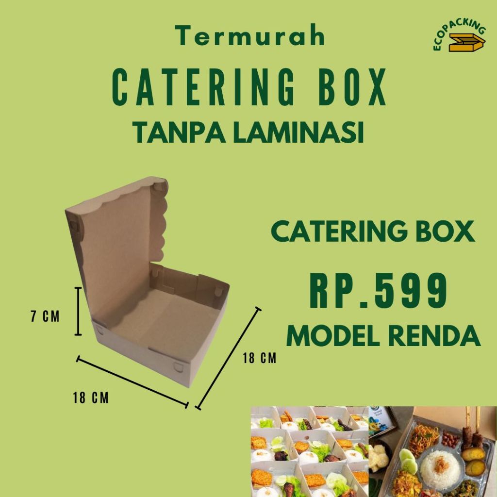 

DUS KOTAK KATERING NASI / BOX KUE CAKE 18x18 (MIN ORDER 50 PCS) MODEL LIPAT