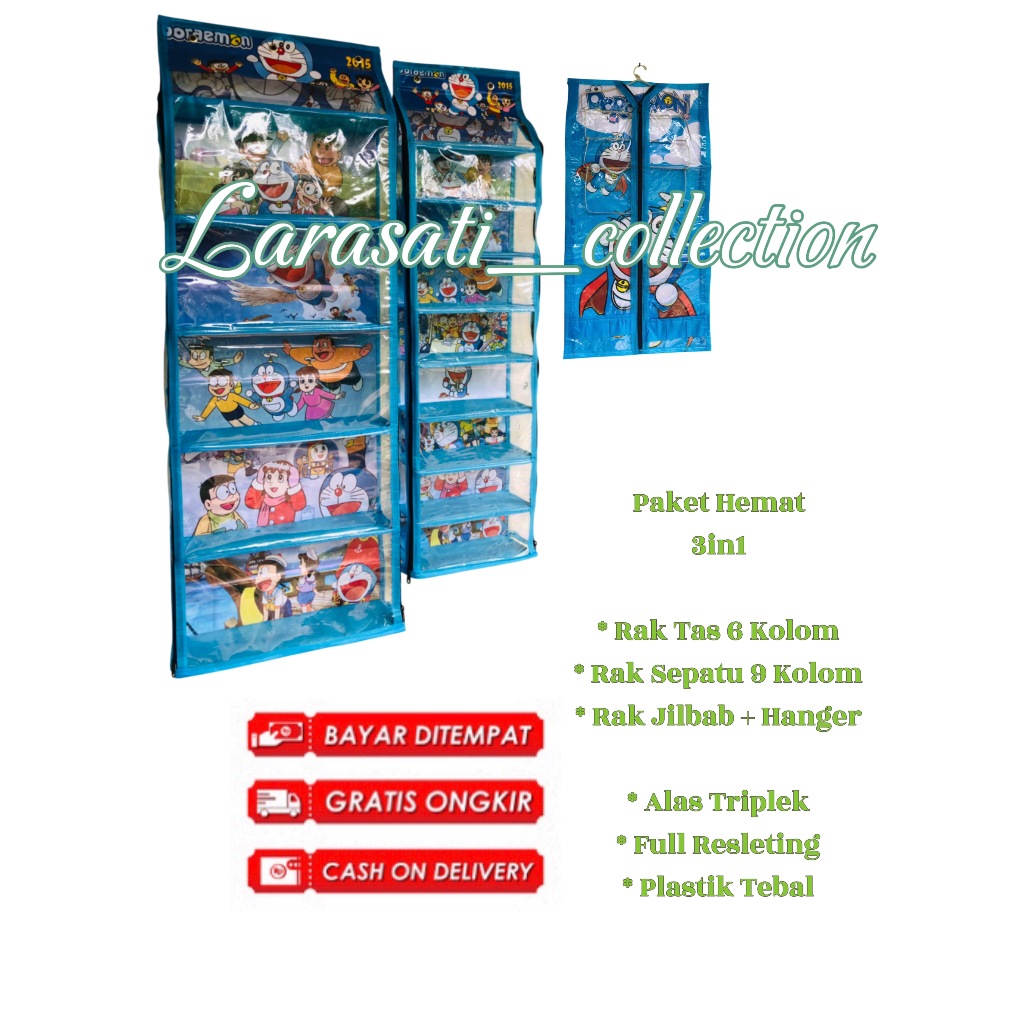 [ Alas Triplek ] Rak Gantung Set 3in1 Rak Tas Rak Sepatu dan Rak Jilbab Alas Triplek Murah