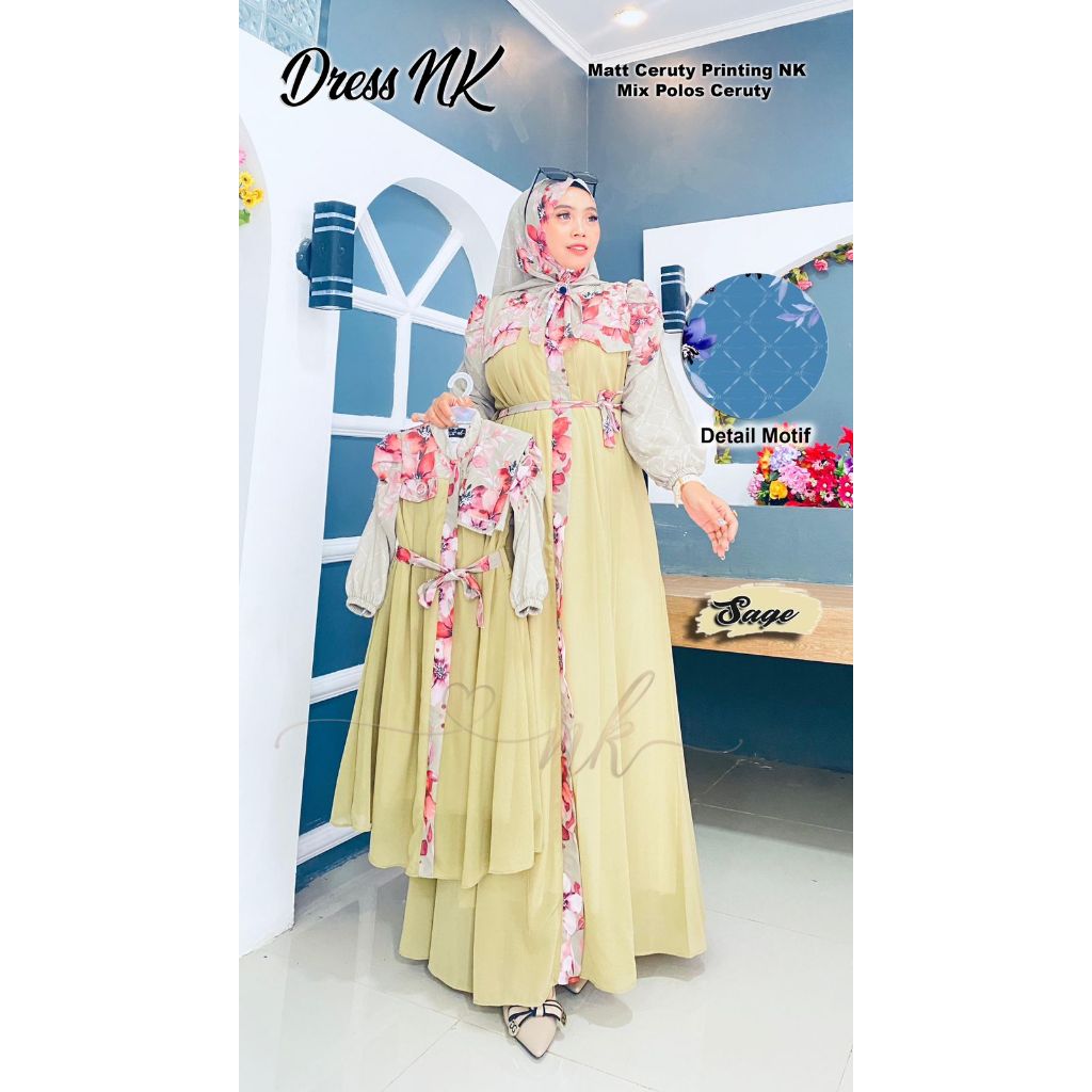 SALE GAMIS ARRAFAH CERUTI SET HIJAB/gamis lebaran 2025 model gamis terbaru couple ibu anak perempuan