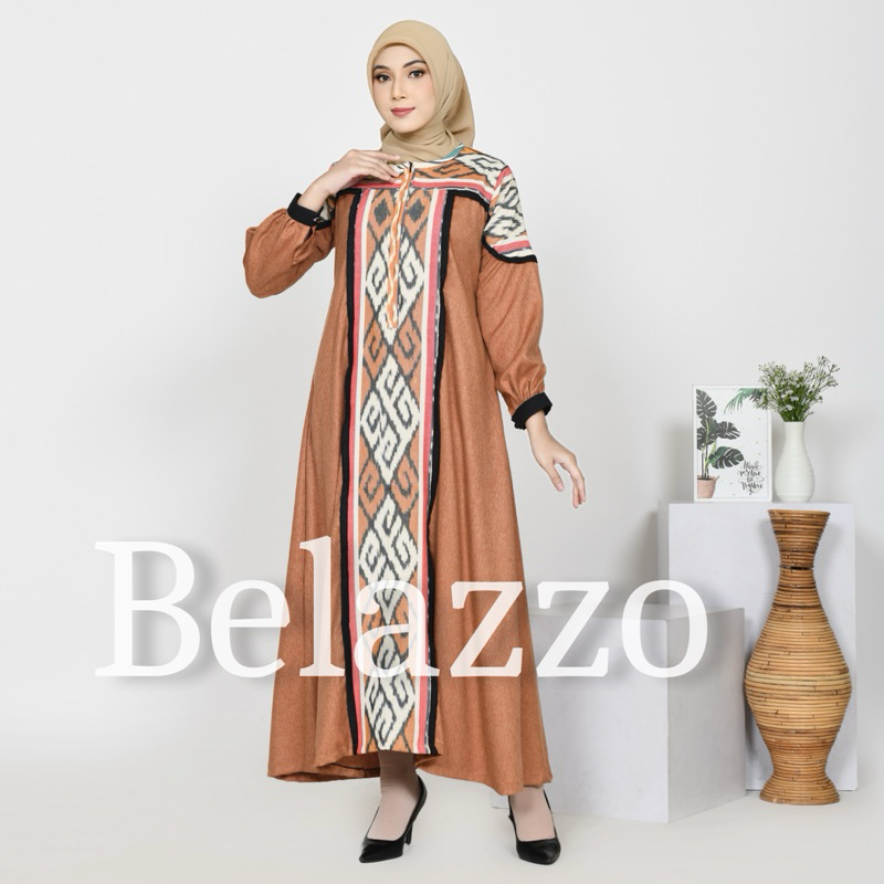 Baju Gamis Liliana Luxury Dress Tenun Etnik Troso Jepara - Gamis Tenun Lebaran Terbaru - Gamis Tenun