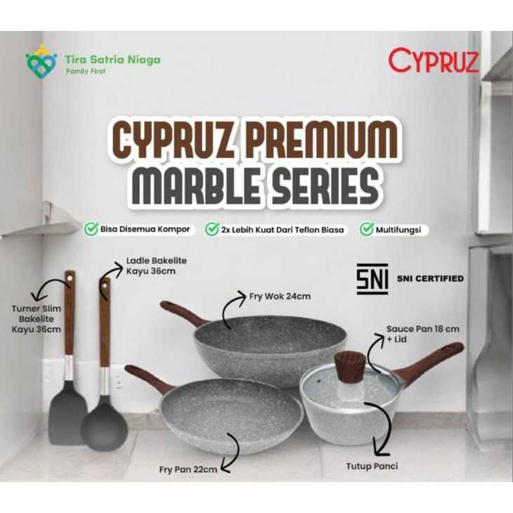 CYPRUS PREMIUM MARBEL SERIES / Cypruz Cookware Set Grey Marble Series Panci Set Anti Lengket Premium