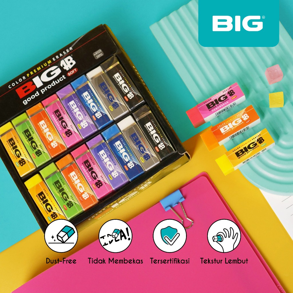 

32 Pcs BIG Penghapus Pensil Premium Warna Warni Panjang Dust Free ER-9323