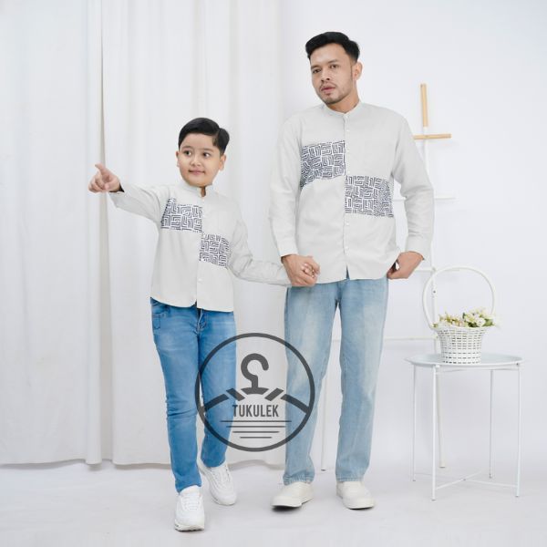 koko anak dan ayah couple lengan panjang motif keren