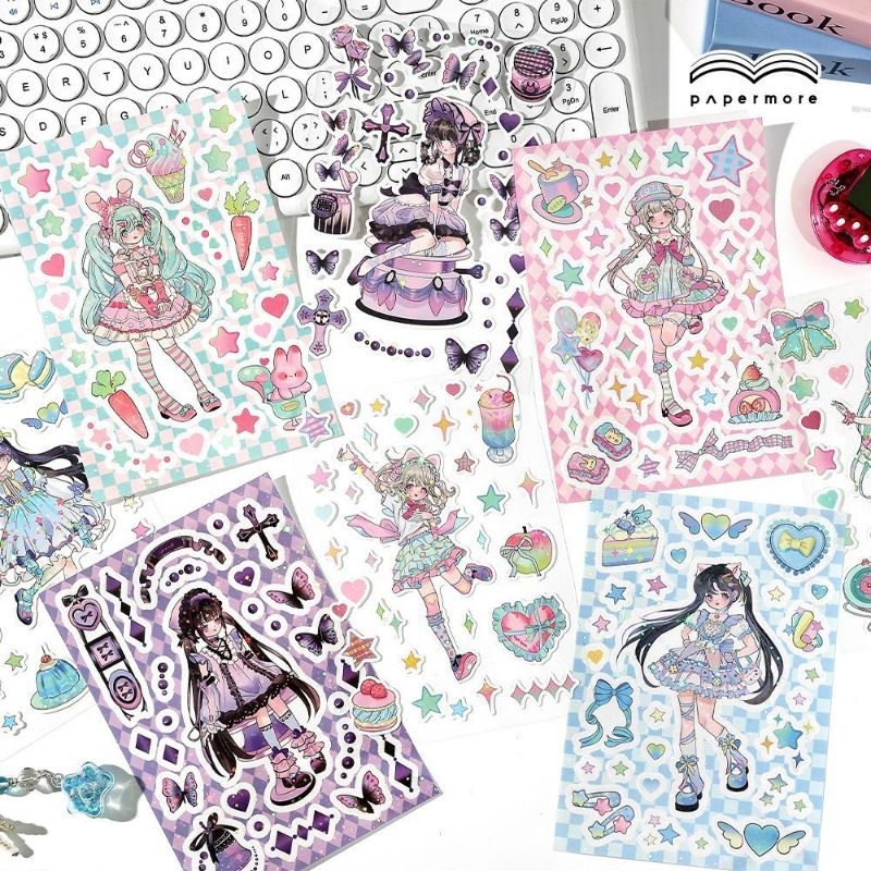 

[WindHeart] 2 lembar sticker sheet Magic Twins Series Synthetic Stickers Cute Cartoon 22504
