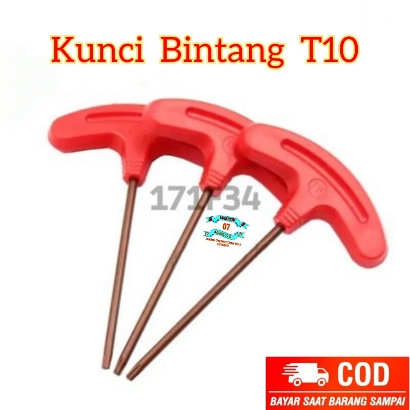 Kunci Bintang T10 untuk baut M2.5 M3