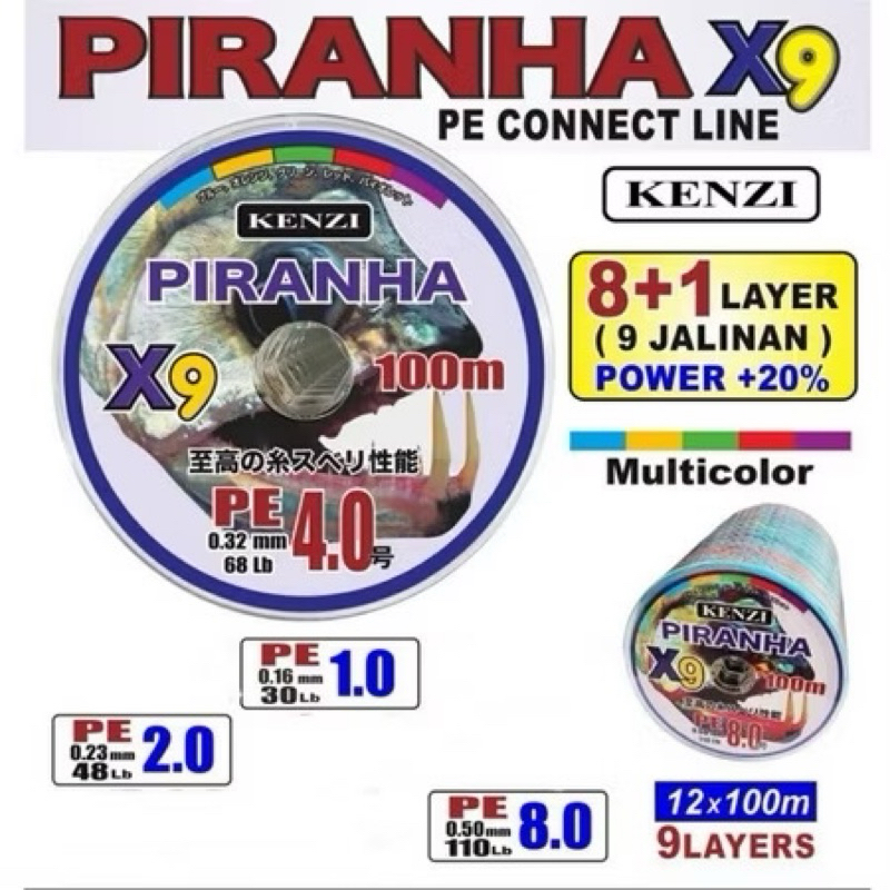 Senar PE piranha X9 super kuat untuk casting jigging dan pasiran