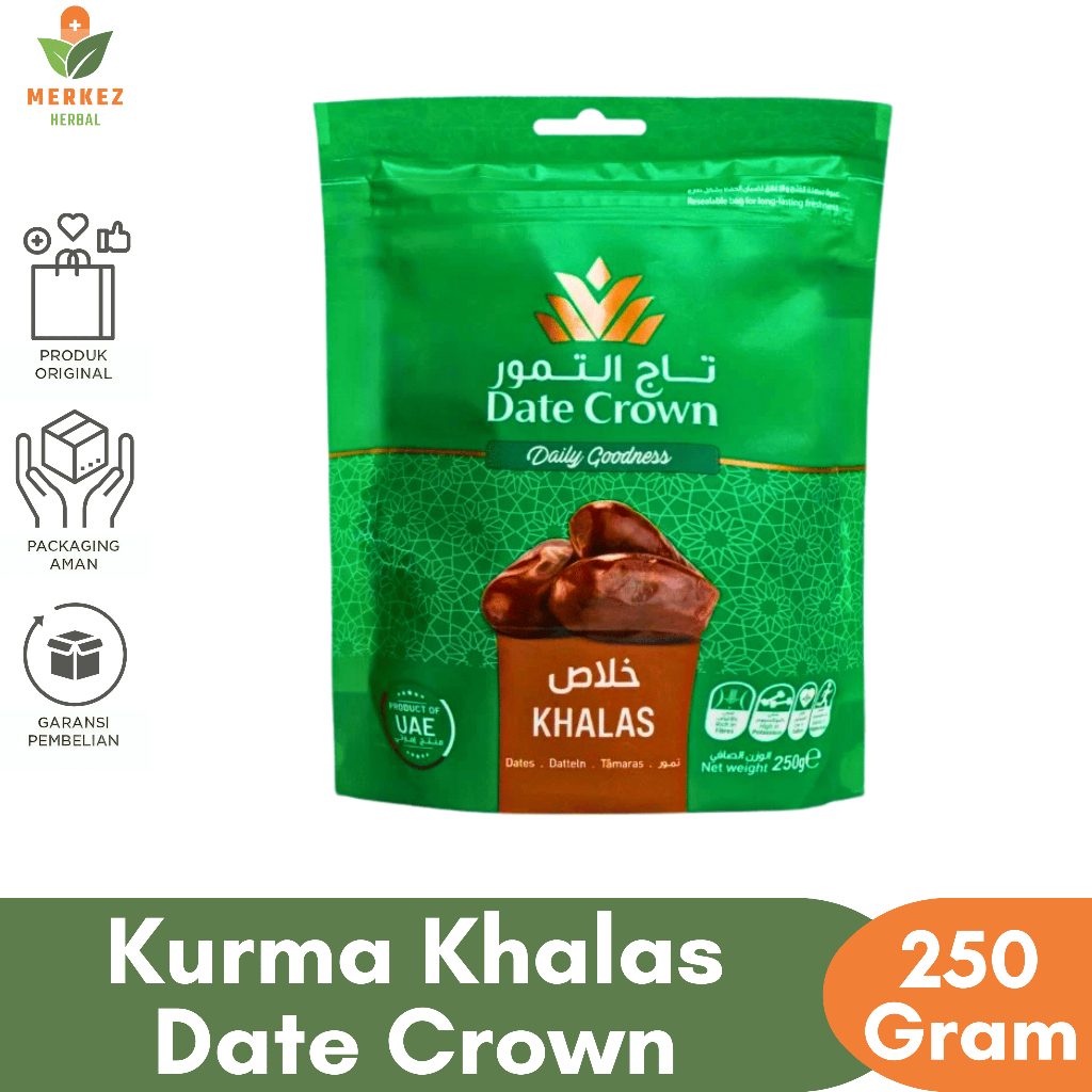 

Kurma Date Crown Khalas 250 Gram Asli 100% Original Premium Quality | Kurma Oleh Oleh Haji Dan Umroh