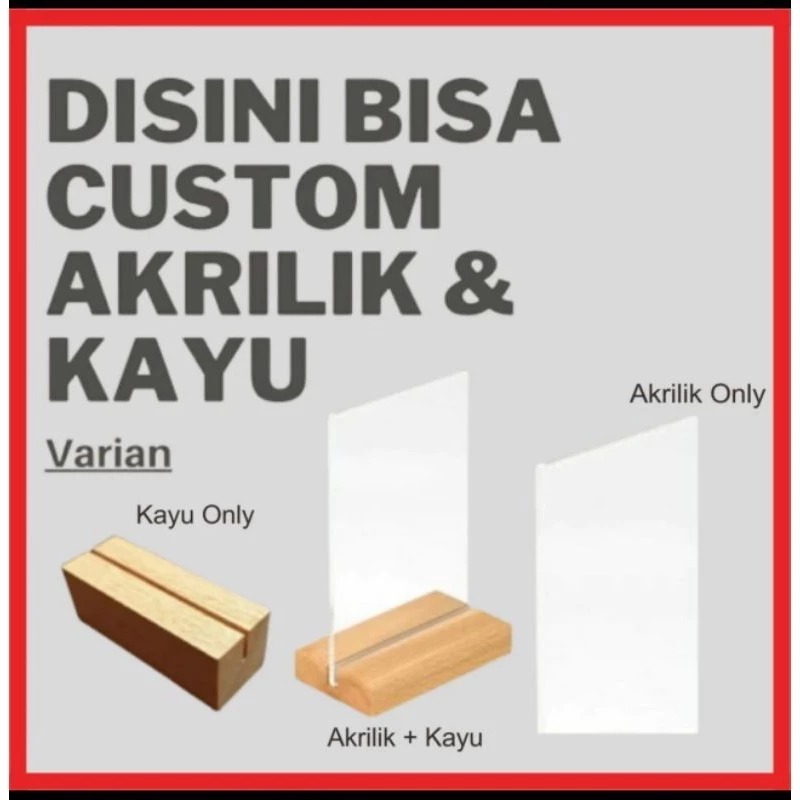 

TENT HOLDER/TENT CARD AKRILIK KAKI KAYU A3