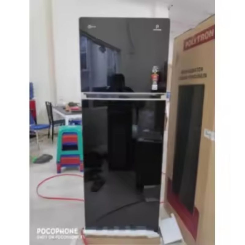 Kulkas 2 Pintu POLYTRON 23 VX INVERTER Jumbo Pintu Kaca 220 Liter