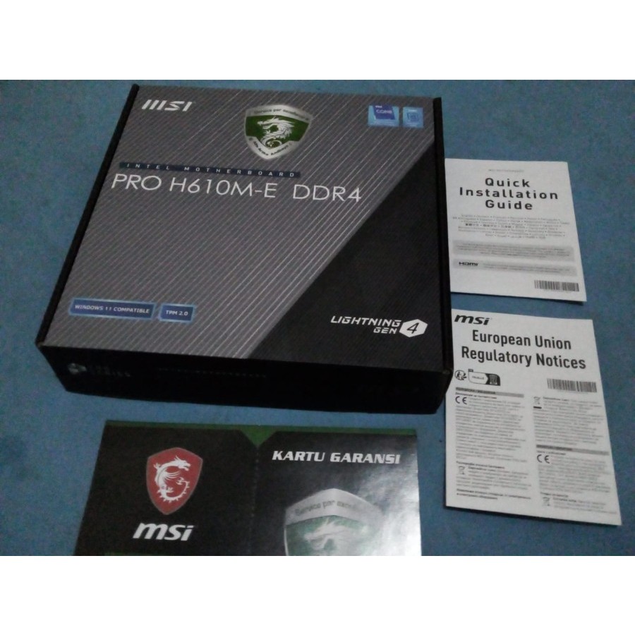 Box kotak dus Mainboard MSI Pro H610m-e Ddr4 Pc Motherboard Cpu Komputer Desktop