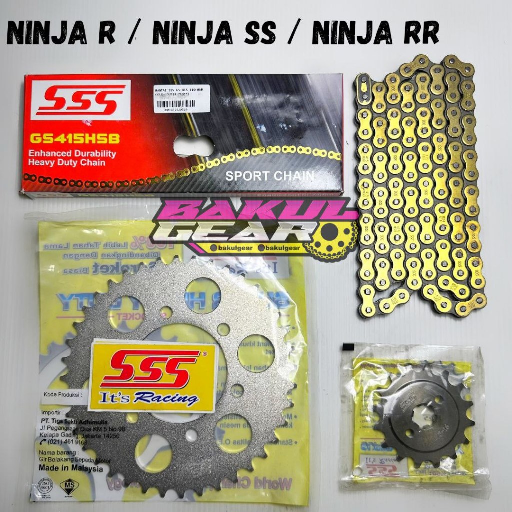 Gear Set SSS Ninja 150 R / RR Rantai SSS 415 Gold