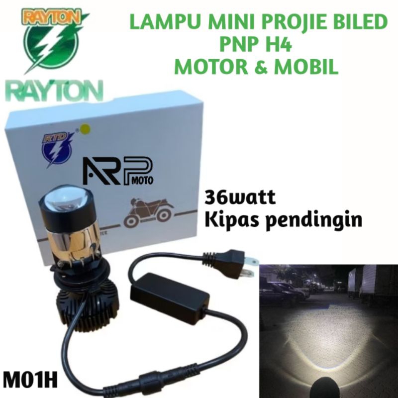 MINI PROJIE BILED RAYTON RTD M01H 36WATT +KIPAS PNP H4 MOBIL & MOTOR UNIVERSAL