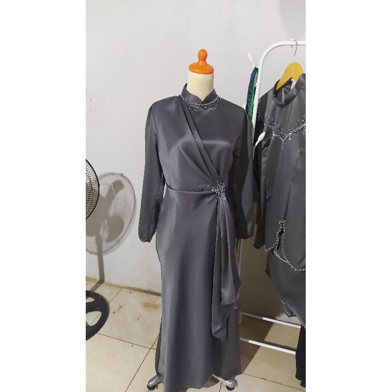 Loopi Dress Satin Silk Premium Bridesmaid Gamis Pesta, Kondangan, Muslim