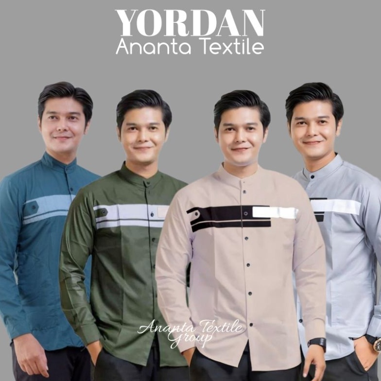 Suplier1 Baju Koko Pria Dewasa Kemeja Koko Lengan Panjang Motif Yordan Size M L XL XXL