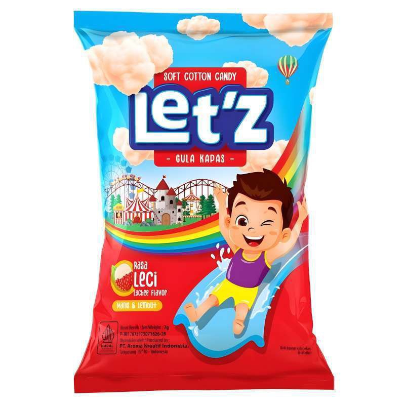 

[1 Pack] Let'Z Cotton Candy 7g Letz Permen Kapas Rasa Buah - Soft Cotton Candy Gula Kapas