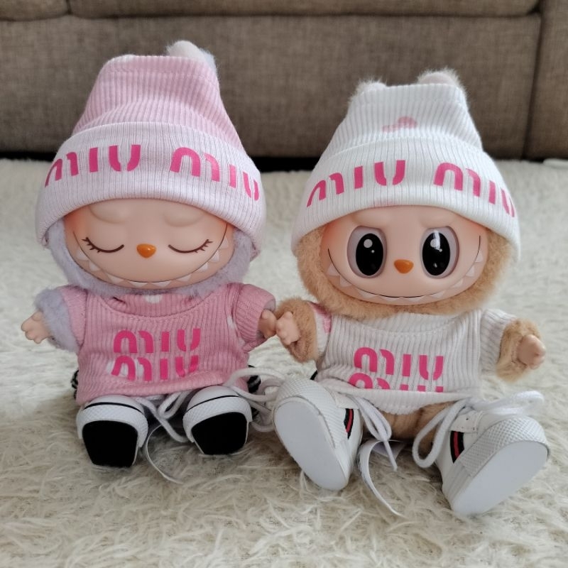 set baju + topi labubu print miu2 V1 dan V2