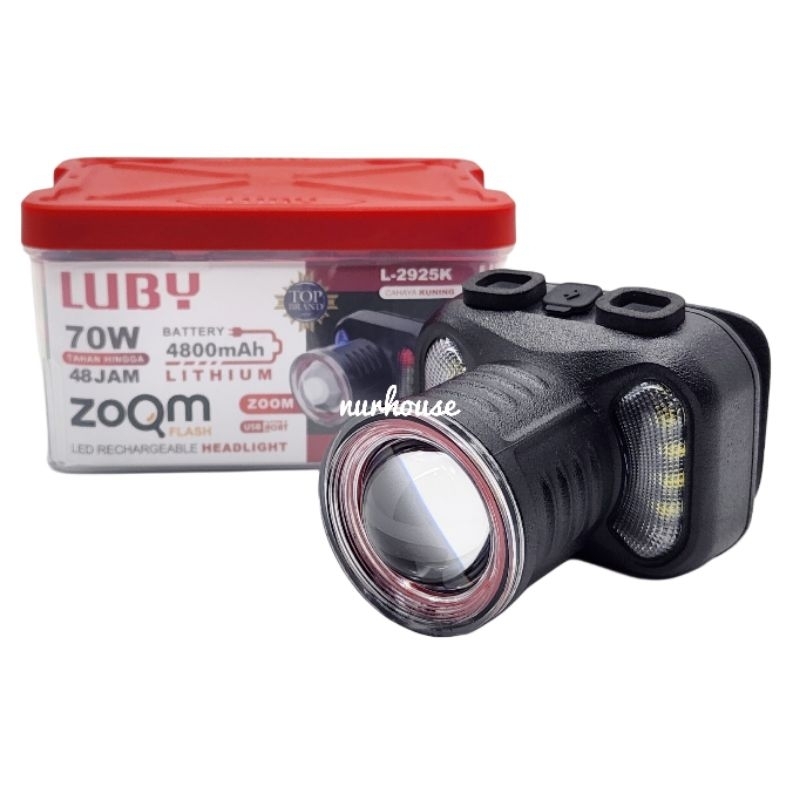 Senter Kepala Luby Zoom flash 70 watt L 2925 super terang Original Luby