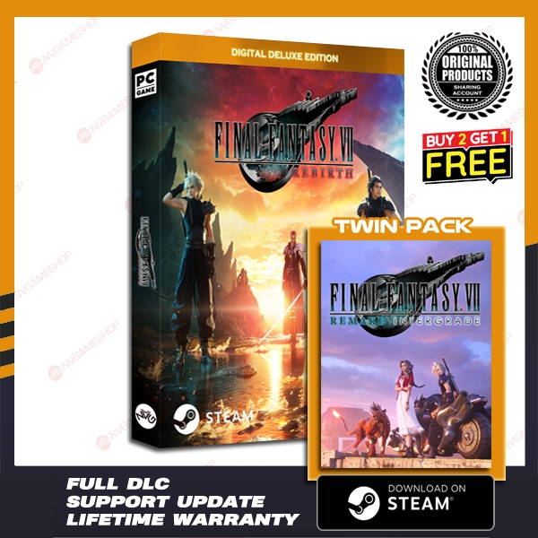 Final Fantasy 7 Rebirth and Remake Intergrade Deluxe Twin Pack PC Game Original