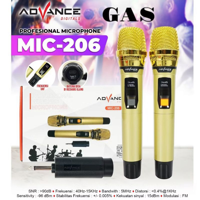 Mic Advance Wireless MIC-206/Microphone Advance Wireless Tanpa kabel MIC-206