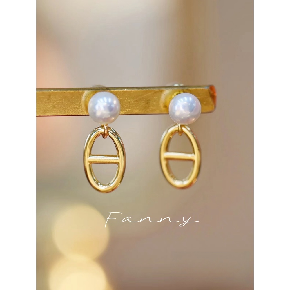 Anting Mutiara Tawar Berbentuk CD, Berlapisan Emas 18K, Bayar di Tempat