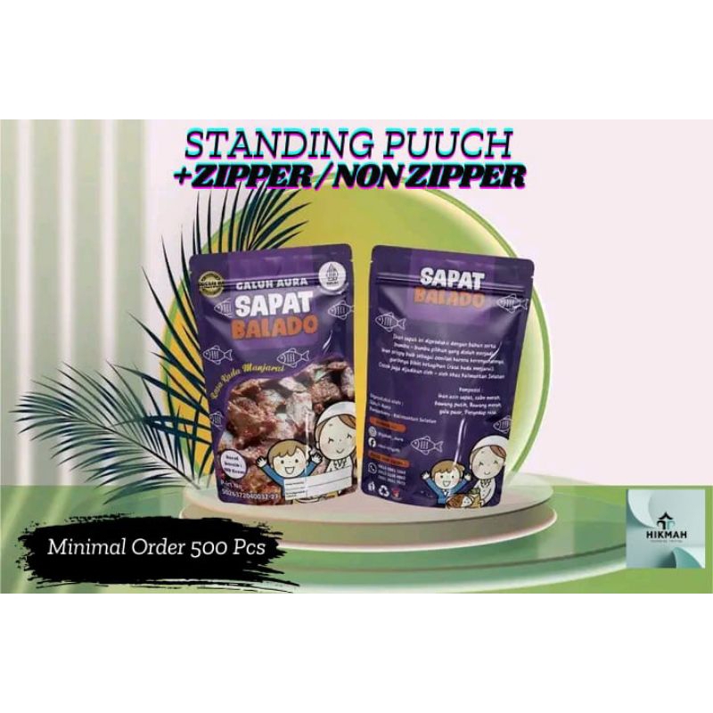 

cetak kemasan standing pouch+ziplock cocok banget buat makanan snck kopi dll custom minimal order 500pcs