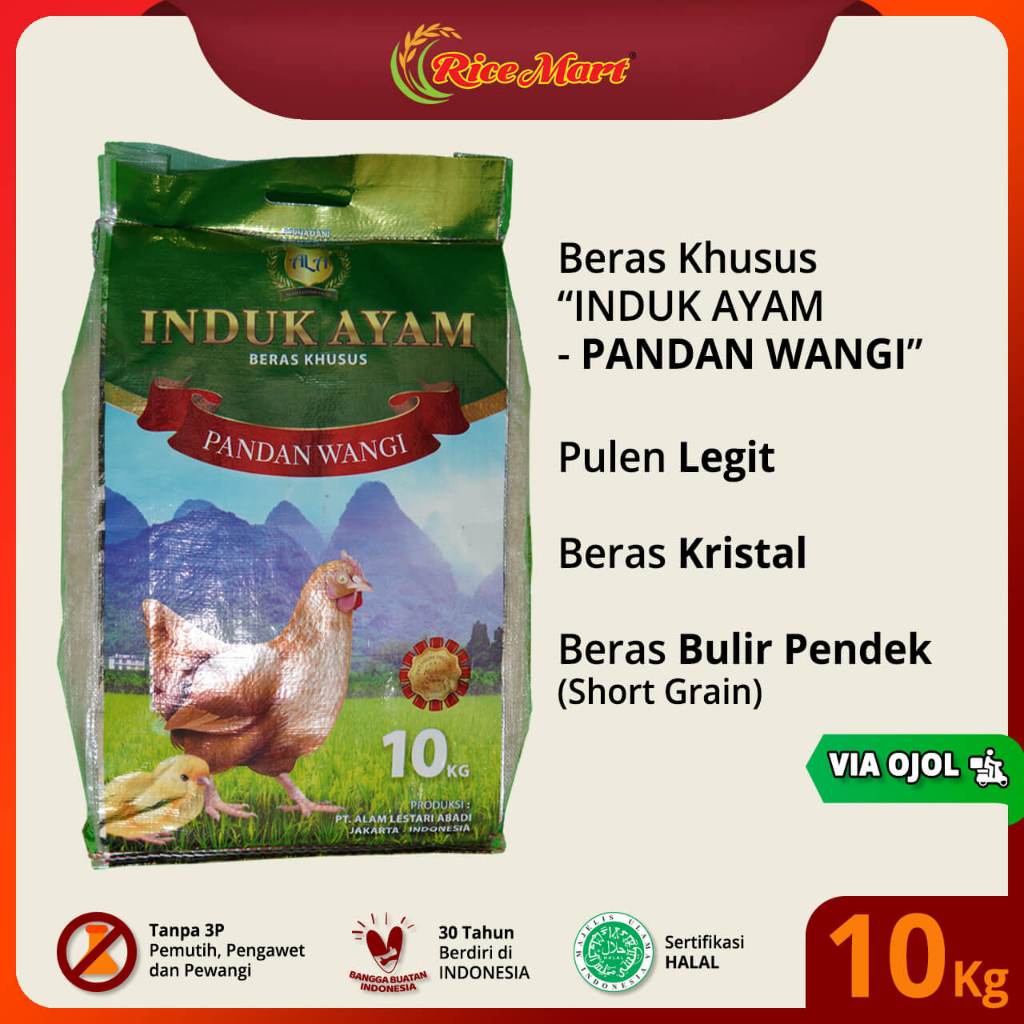 

Beras INDUK AYAM - PANDAN WANGI 10 kg [OJOL] - Beras Khusus - Wangi Pandan Wangi - Beras Kristal - Pulen Legit - Produk Indonesia