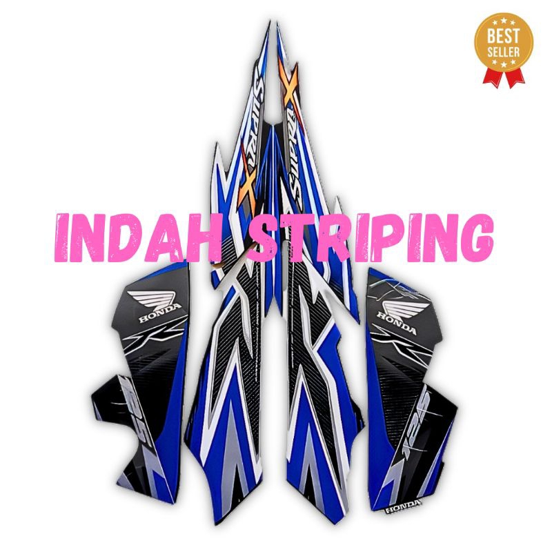 STRIPING STIKER LIS MOTOR HONDA SUPRA X 125 R TAHUN 2012 WARNA BIRU