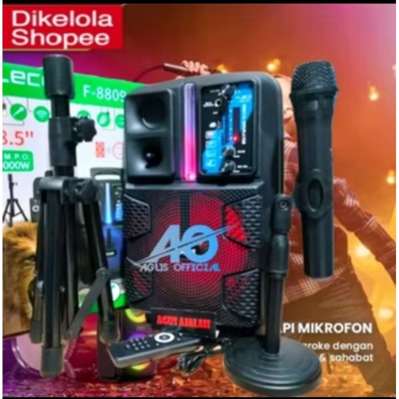 ✅COD SPEAKER BLUETOOTH KARAOKE WIRELESS BONUS MIC free mik super bass /salon aktip 8in 8,5inch 10in 