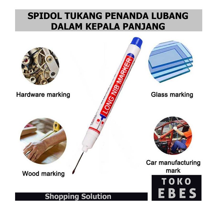 

TOKO EBES Spidol Pertukangan Alat Penanda Lubang Bor Sepidol Kepala Panjang Long Handle NIB Marker
