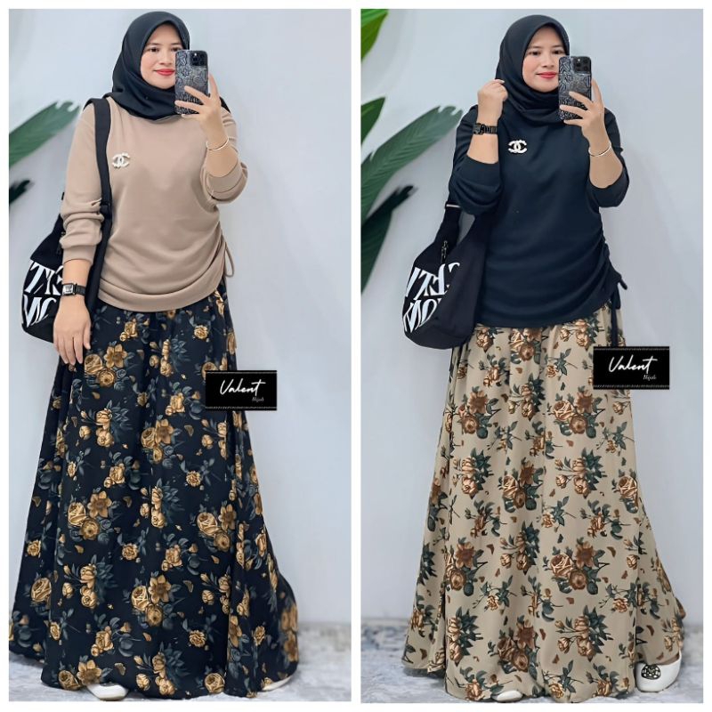 CELIN Setelan Wanita Atasan & Rok Kaos Knit Premium